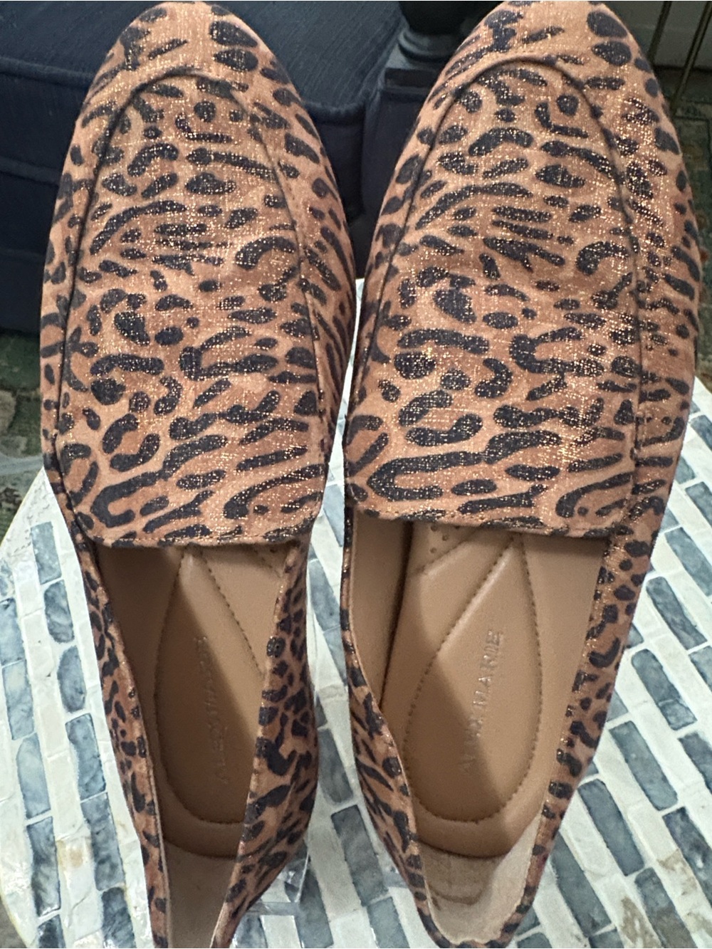 Alex Marie Metallic Leopard -Print Slip-On Loafers size 7